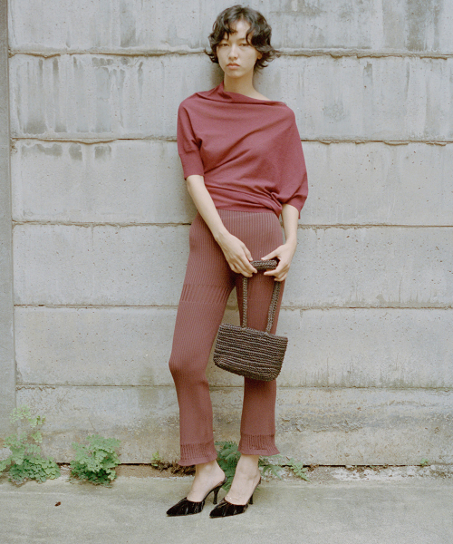 LACE RIBBED BOOTCUT TROUSER IN MIXED COTTON (3COLORS)