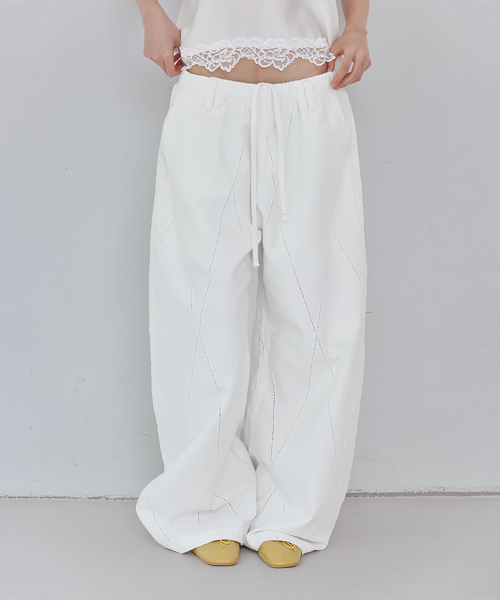 Soft Cotton Punching Easy брюки, IVORY