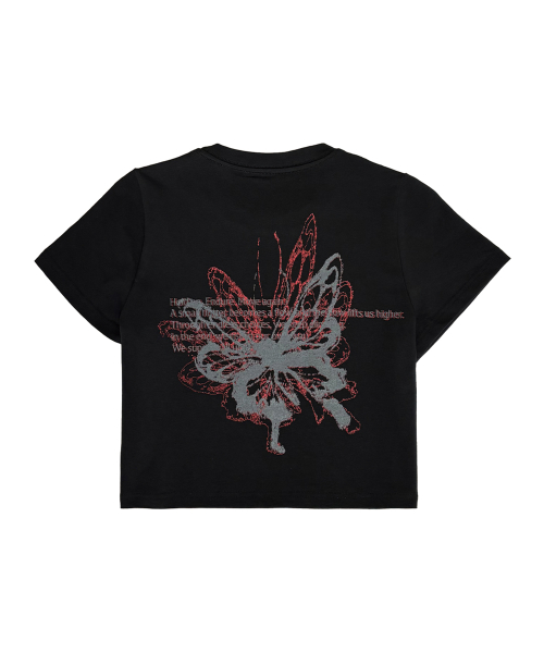 Butterfly Graphic Crop Tee (Black)