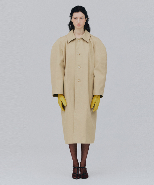 beige voluminous raglan over coat