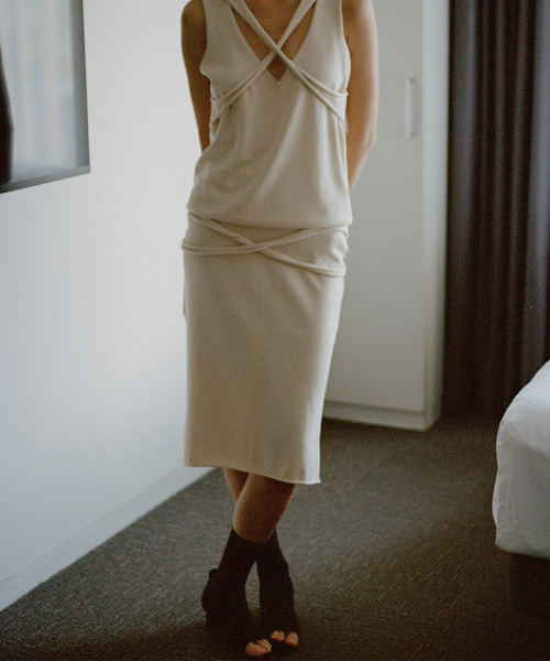 X-LAYERED MIDI SKIRT IN COTTON (2COLORS)