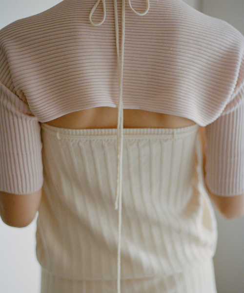 STRING HALTER TOP IN PROTEIN MIXED COTTON