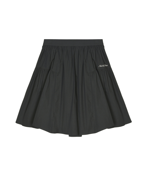COTTON FLARE MIDI SKIRT_CHARCOAL