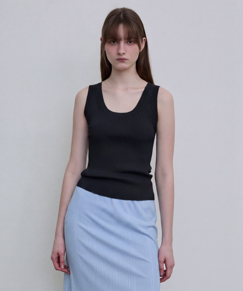 Basic Ribbed Tank Top [BLACK]