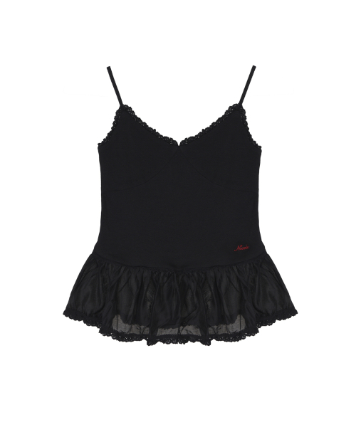 LACE PEPLUM SLEEVELESS TOP_BLACK