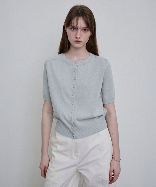 Italian Yarn Covered Button Knit Cardigan [MINT]