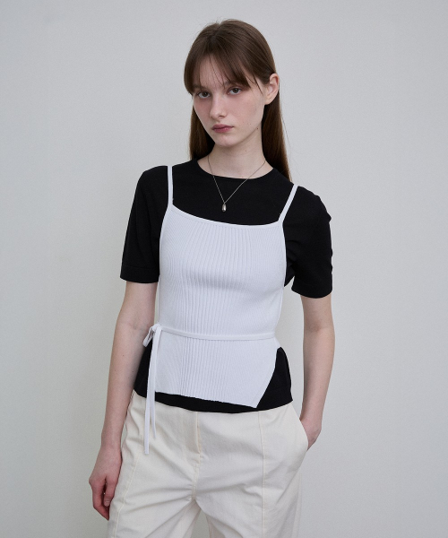 Ribbed Open-Back Strap Tank [WHITE]