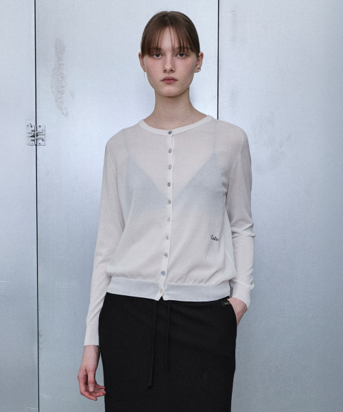 Essential Cotton Blend Cardigan [WHITE]