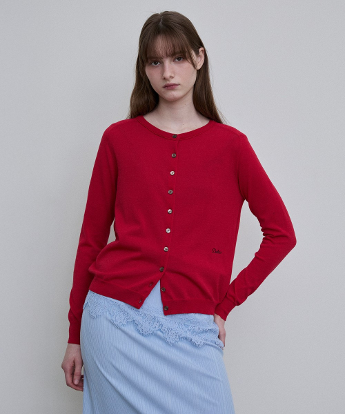Essential Cotton Blend Cardigan [RED]