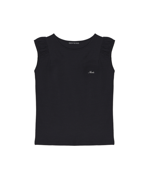 NICOLE SHIRRING SLEEVELESS TOP_CHARCOAL