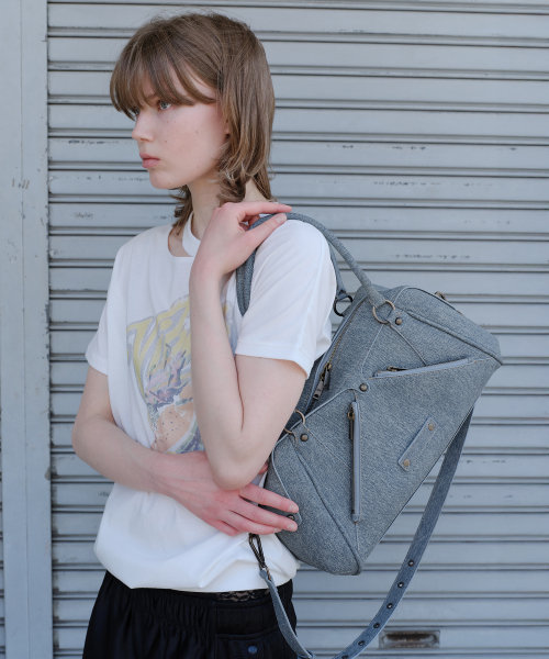 FAUX LEATHER M.O.S BAG, DENIM