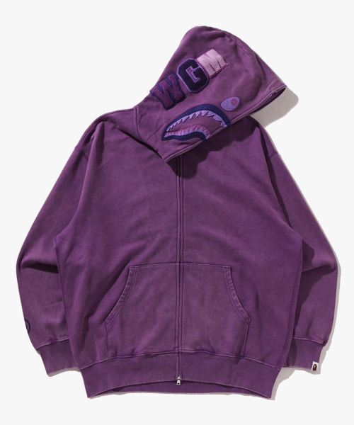 가먼트 다이 샤크 릴렉스드 핏 풀 집 후드(M) PURPLE