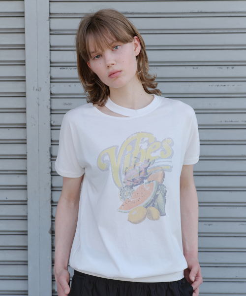 FRUITS SLIT T-SHIRT, WHITE