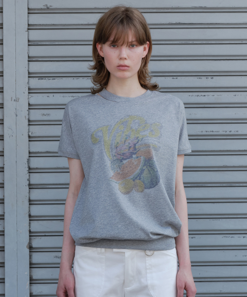 FRUITS SLIT T-SHIRT, MELANGE GRAY