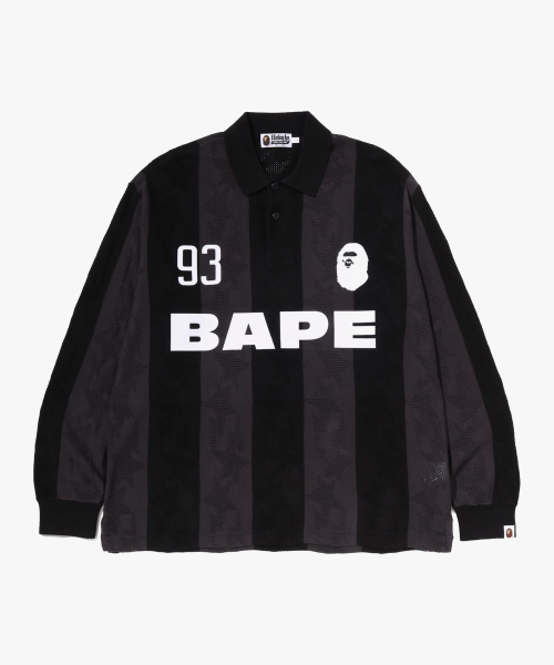스타 스트라이프 패턴 자카드 멀티 로고 릴렉스드 핏 롱슬리브(M) BLACK — Main product photo