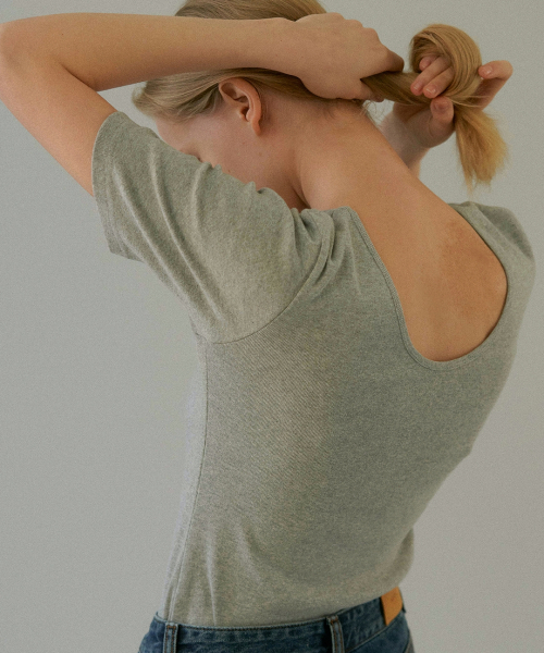 scoop neck rib t-shirt (3colors)