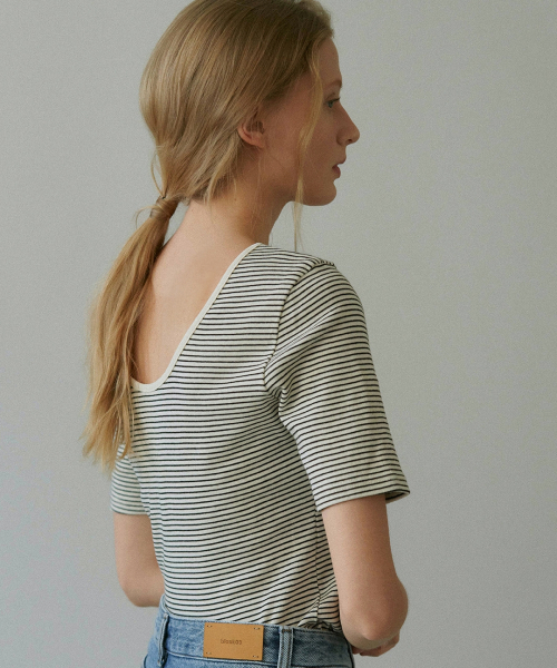 stripe ribbed t-shirt (black)