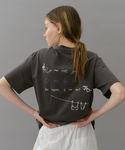 embroidery boxy t-shirt (charcoal)