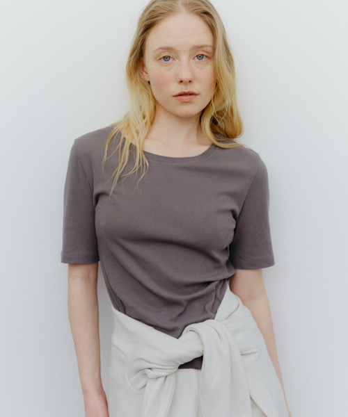 cotton ribbed half sleeve t-shirt (4colors)