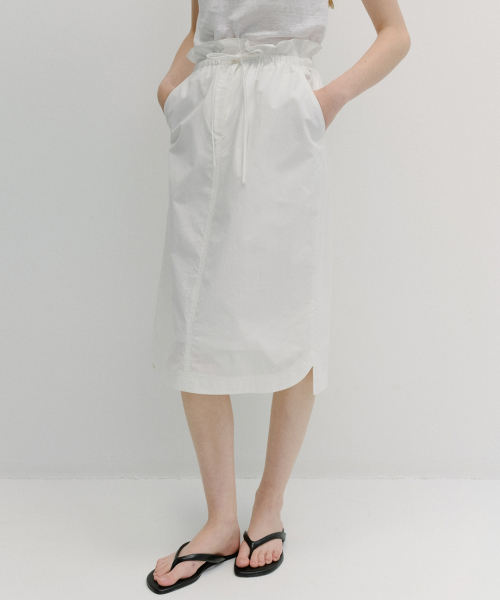 cotton shirring banding skirt (ivory)