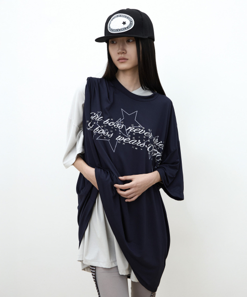 MUSINSA | OJOS Graphic Oversized Tee / Navy