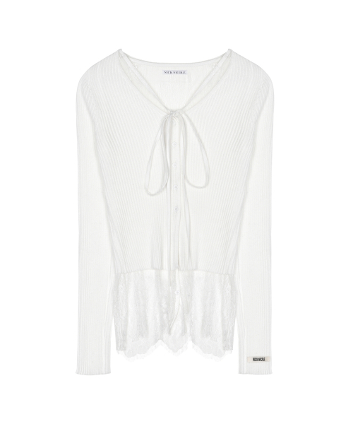 STRAP LACE CARDIGAN_WHITE