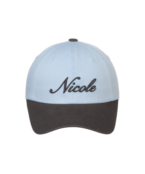NICOLE LETTERING BALL CAP_SKY BLUE CHARCOAL
