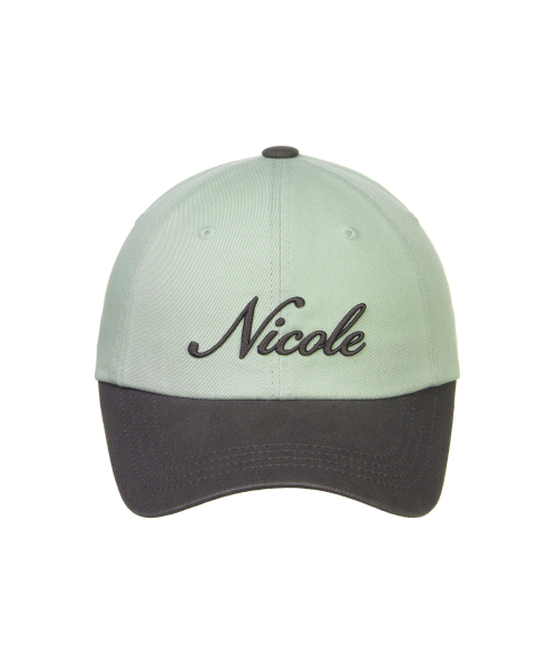 NICOLE LETTERING BALL CAP_KHAKI CHARCOAL