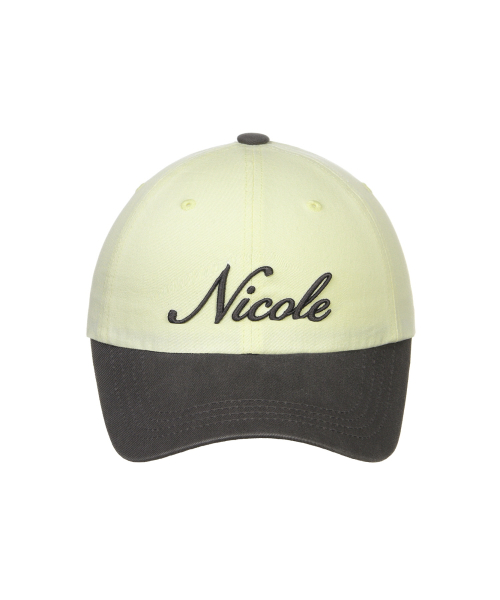 NICOLE LETTERING BALL CAP_YELLOW CHARCOAL