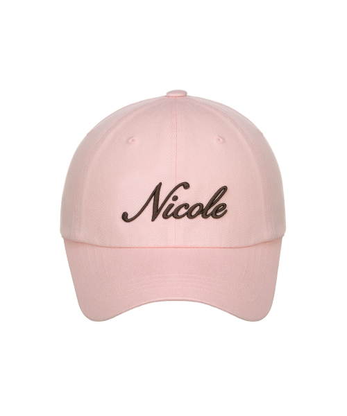 NICOLE LETTERING BALL CAP_PINK BROWN
