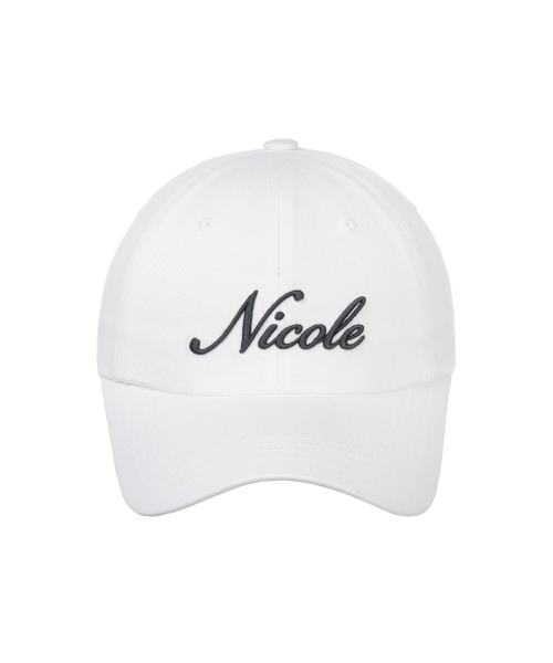 NICOLE LETTERING BALL CAP_WHITE CHARCOAL