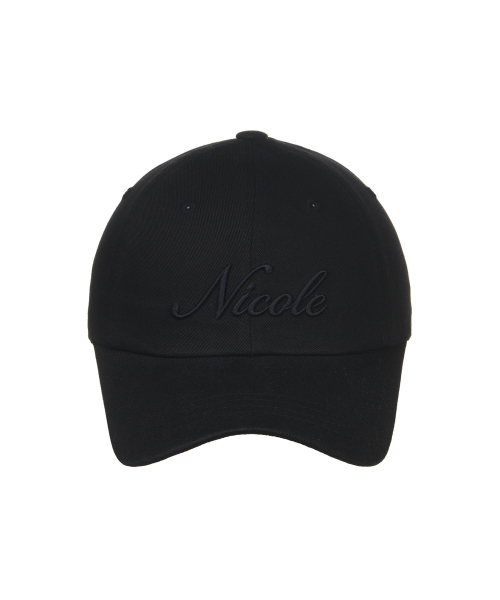 NICOLE LETTERING BALL CAP_DEEP BLACK