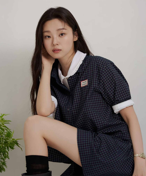 [HUNTER] 블랙와치 체크 반소매 셔츠 네이비 (BF6665K03R)