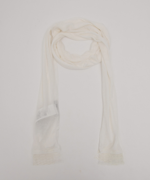 LACE SLIM SCARF IVORY