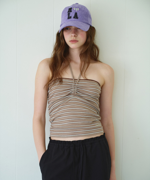 STRIPE TUBE TOP BR+MT