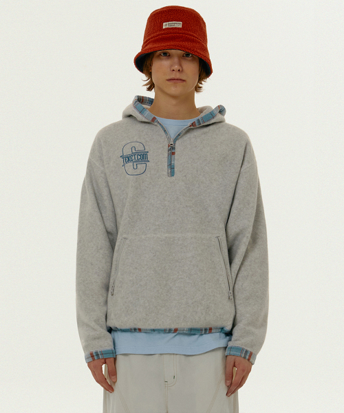 Dizzy Fleece Half Zip-Up Hoodie Melange Gray