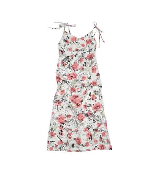 GRAFFITI FLOWER DRESS [WHITE]