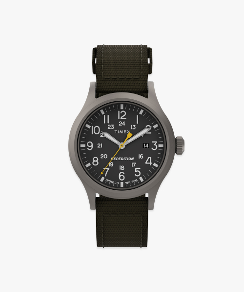 익스페디션 스카우트 카키스트랩 인디글로 백라이트 시계 40mm