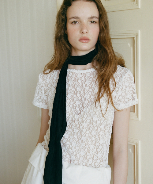 two-way scoop neck lace t-shirt (2colors)