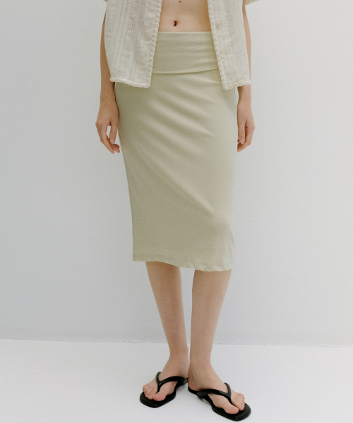 fold-over waist jersey skirt (butter)