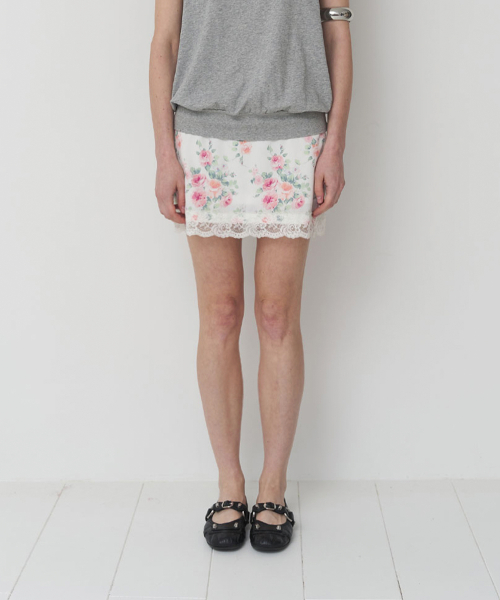Lace Satin Skirt (Flower)