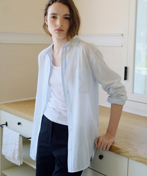 sheer cotton shirt (light blue)