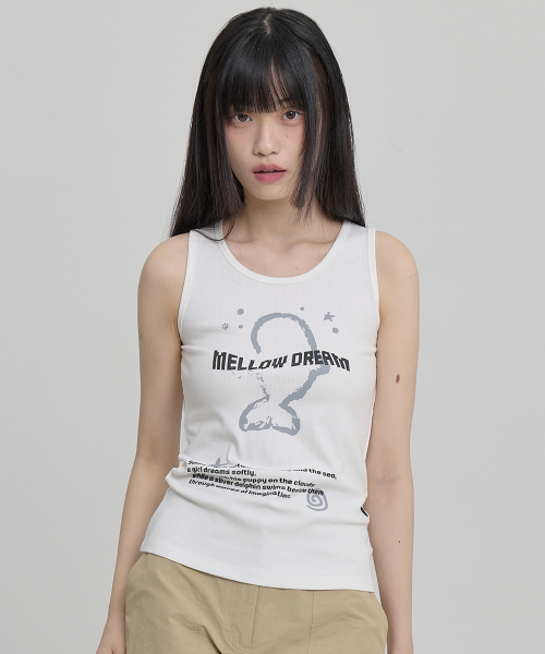 MELLOW DREAM Dolphin Graphic Sleeveless WHITE