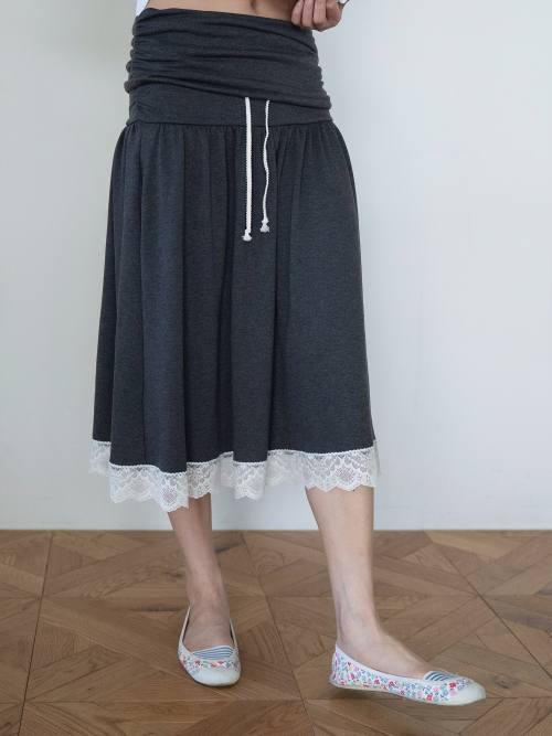 2 WAY LACE TUBE SKIRT (CHARCOAL)