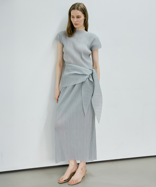 Pleated wrap Set_Blue Gray