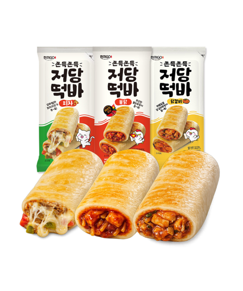 한끼고 쫀득쫀득 저당떡바 9팩 (닭갈비3 피자3 불닭3)