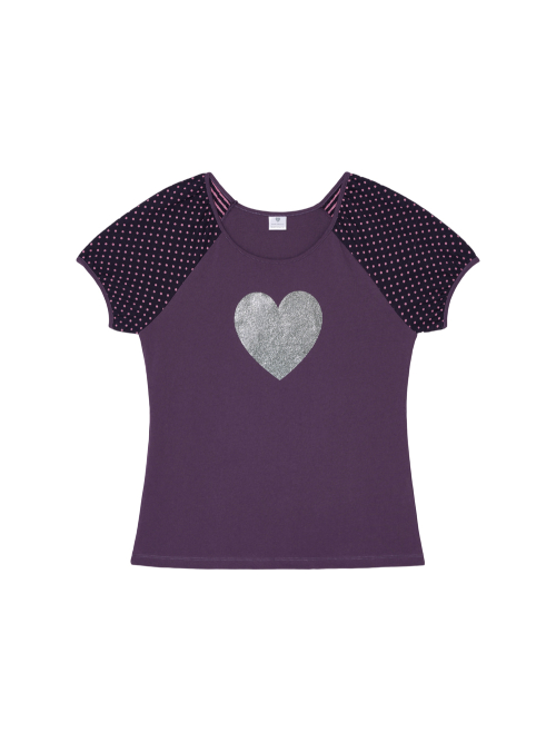Heart glitter T-shirt - Purple