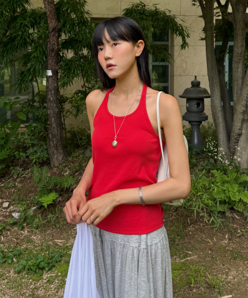 Ribbed halter neck top