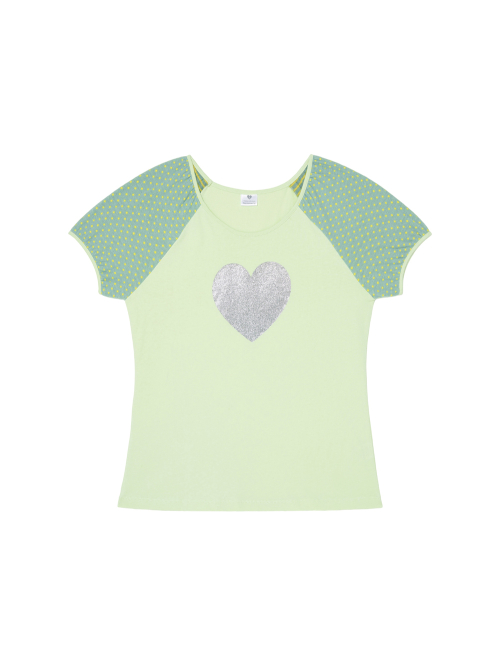 Heart glitter T-shirt - Green