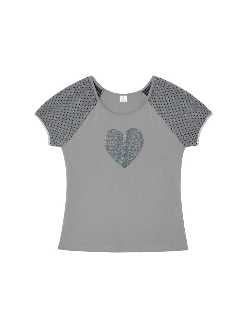Heart glitter T-shirt - Gray